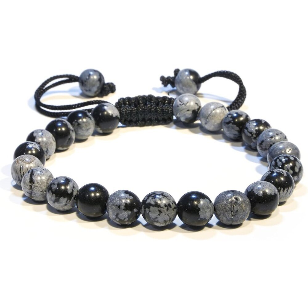 Adjustable Crystal Bracelet – Gemstone Bead Bracelet with Adjustable Macrame Str